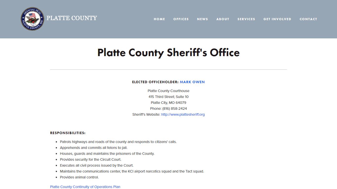 Sheriff — Platte County